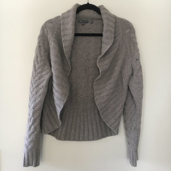 Vince Sweater Cardigan Wool Size Medium Taupe - Picture 7 of 7